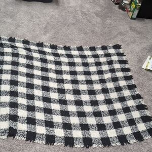 Checkered Black And White Blanket Scarf